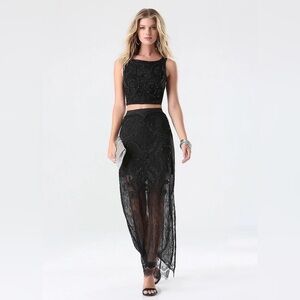 bebe Black Lace Skirt Set